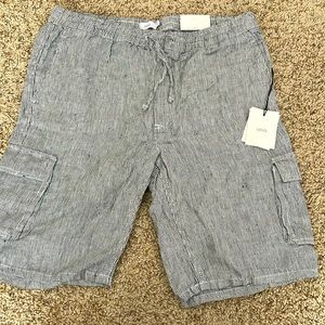 NWT! Onia Tom Cargo Shorts #MWB16-7 Navy/White Micro Stripe Men’s Sz L